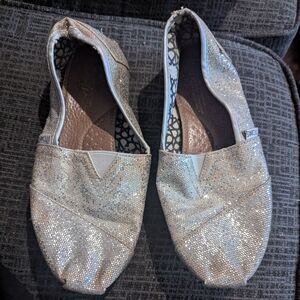Toms Silver Sparkle Women's Shoes Size 8